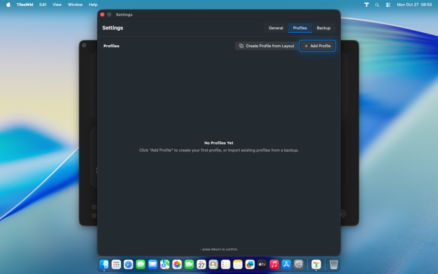 Add profile button highlighted