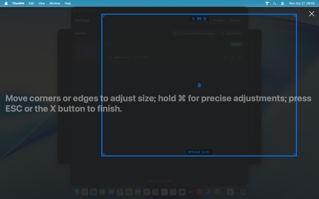 Resizing a tile in the editor