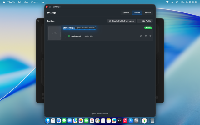 Naming a new profile