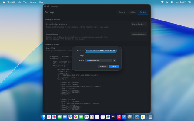 Create backup file dialog