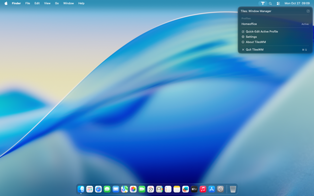 Context menu in its regular state