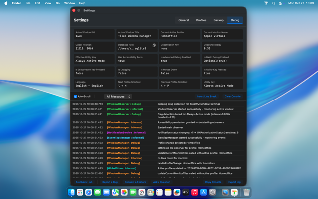 Advanced debug mode with runtime log