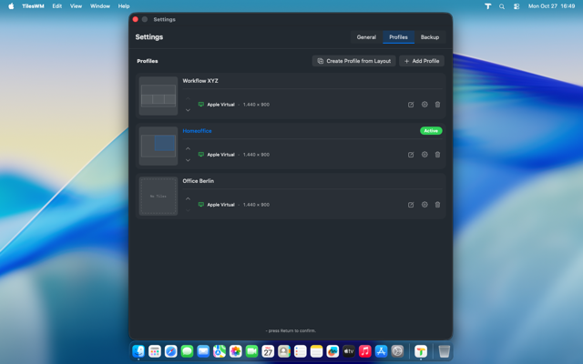 Profile moved one position down