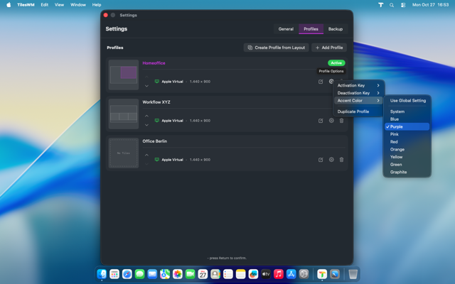 Per-profile accent color picker
