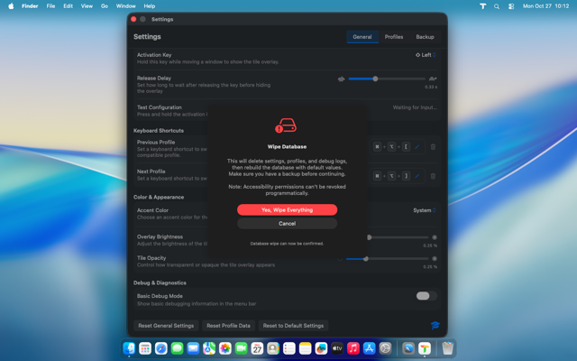 Reset everything button ready